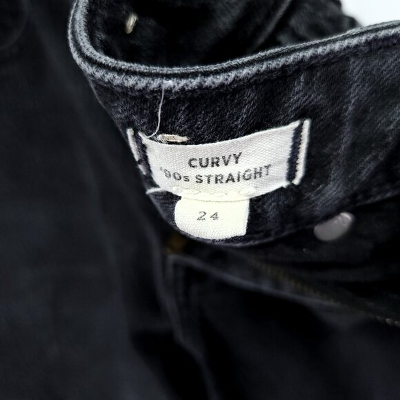Madewell The Curvy '90s Straight Jean Size 24 Black Grunge High Rise - Picture 11 of 14